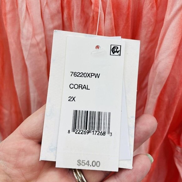 Raviya Womens Size 2X Pigment-Wash Off-The-Shoulder Swim Cover-Up in Coral $54 - Picture 6 of 7